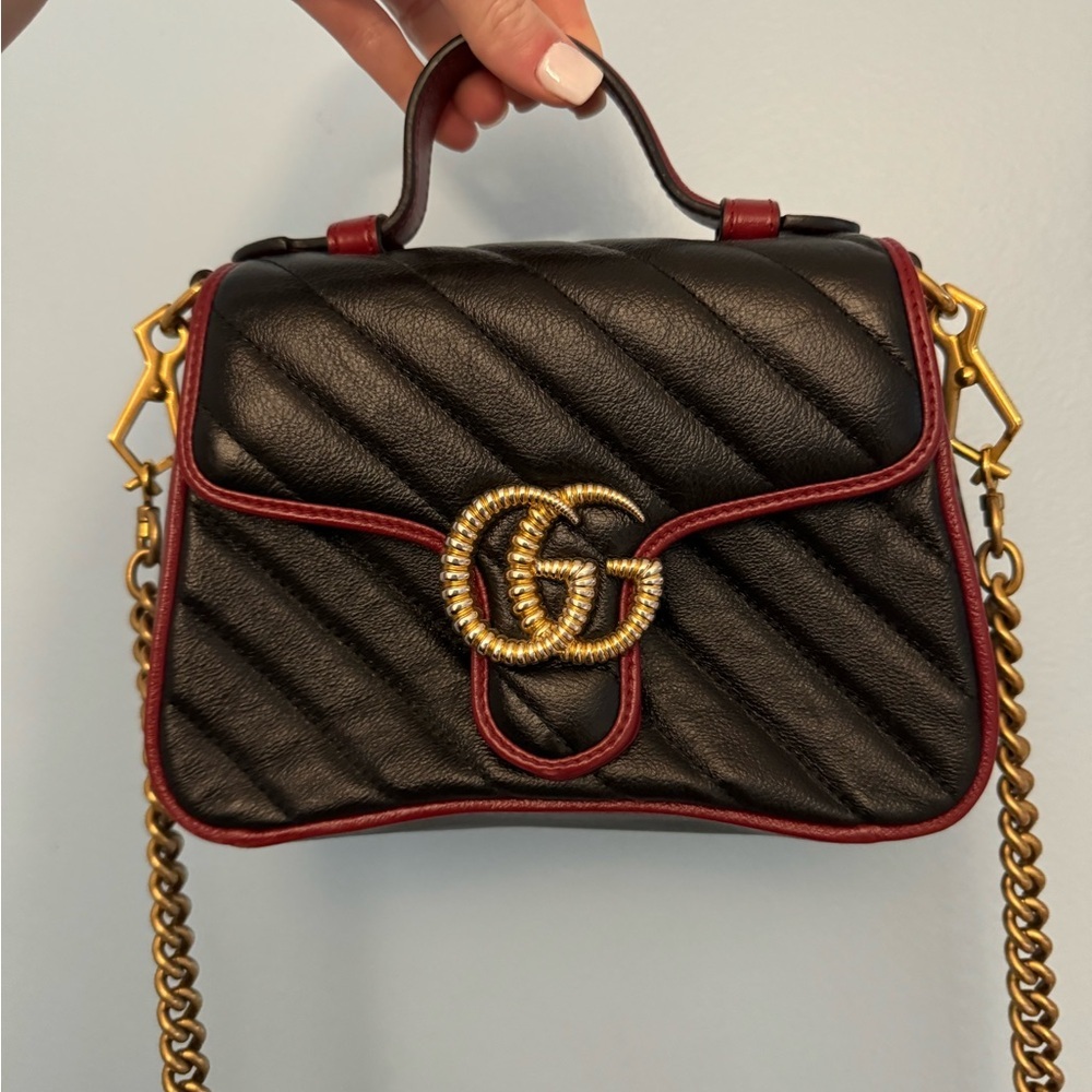 Gucci Marmont Black and Red Quilted Leather Bag